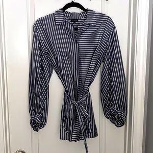 Who What Wear Grey & White Striped Tunic